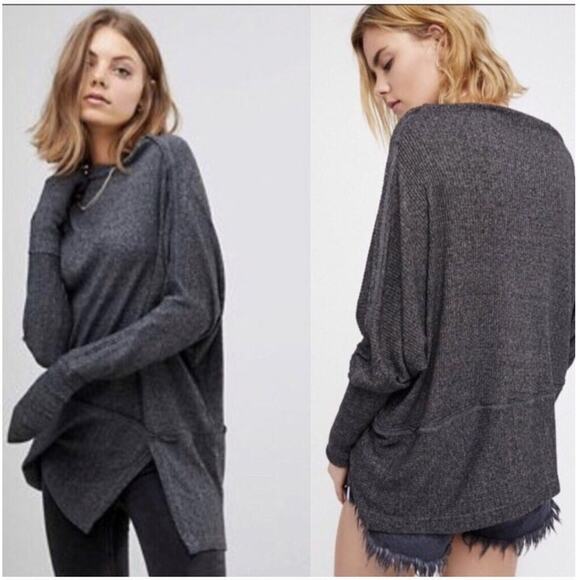 We The Free Free People Londontown Oversized Boatneck Thermal Top - Picture 1 of 8